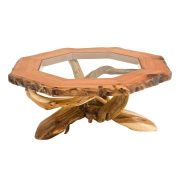Rustic Redwood & Juniper Octagon Coffee Table