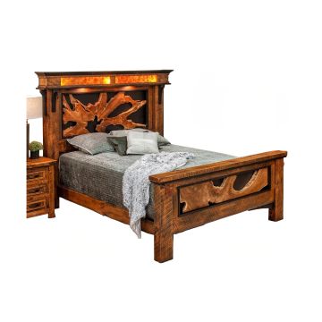 Rustic Barnwood Teak Slab Panel Bed