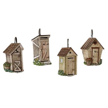 Rustic Country Outhouse Shower Curtain Hooks