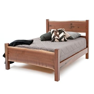Rustic Live Edge Walnut Slab Bed