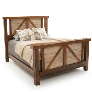 Rustic Whitewash Ranchero Barnwood Bed - Antique Barnwood Frame Finish