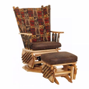Saranac Hickory Log Chair Swivel Glider