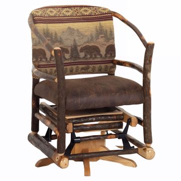 Saranac Hickory Log Hoop Swivel Glider