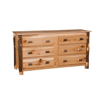 Saranac Hickory 6 Drawer Log Dresser