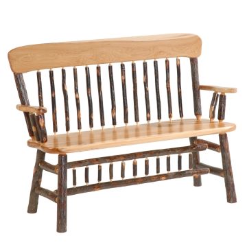 Saranac Hickory Oak Back Bench With Arms