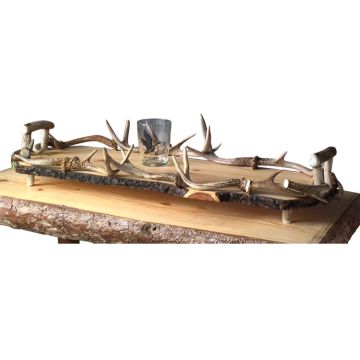 Butternut Slab Tray With Antler Accents