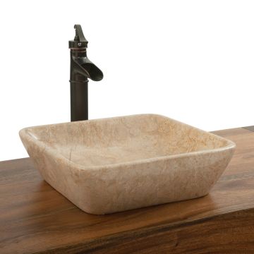 Square Speckled Marble Vessel Sink