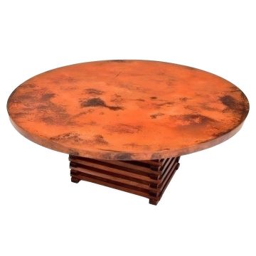 Stacked Base Hammered Copper Dining Table