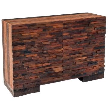 Stacked Wood Hidden Drawer Sideboard