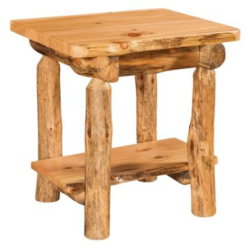 Aspen Highlands Rustic 1 Drawer Log End Table