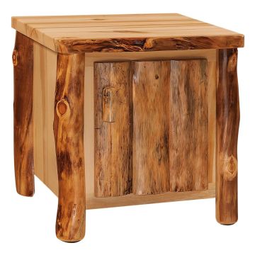 Aspen Highlands Rustic Enclosed Log End Table 