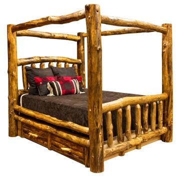 Beartooth Aspen Classic Timberland Log Canopy Beds