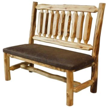 Beartooth Aspen Timberland Dining Chair Bench - 48" - Natural Log - Old Cushion Style