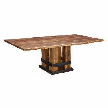 Timber Forged Rustic Square Base Walnut Dining Table
