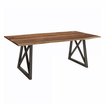 Timber Forged X Base Contemporary Dining Table