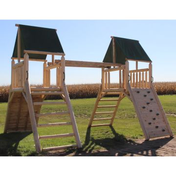 Cedar Peak Double Tower Hanging Out Log Play Set