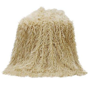 Mongolian Faux Fur Throw in Cream