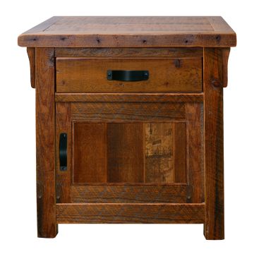 Rocky Creek Enclosed Reclaimed Barn Wood Nightstand - Hinge Right - Tongue & Groove Barn Wood Plank Door Style