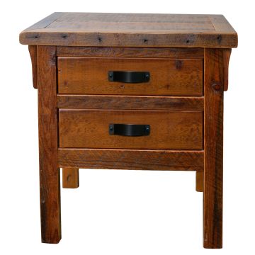 Rocky Creek 2 Drawer Reclaimed Barn Wood Nightstand