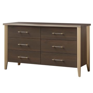 Brown Maple & Charwood Finish - 6 Drawer