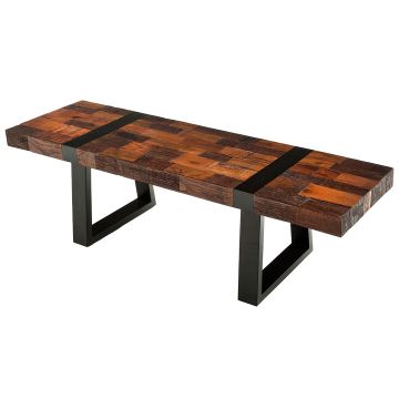 Urban Rustic Elongated Mahogany Coffee Table - Natural Rough Reclaimed Wood