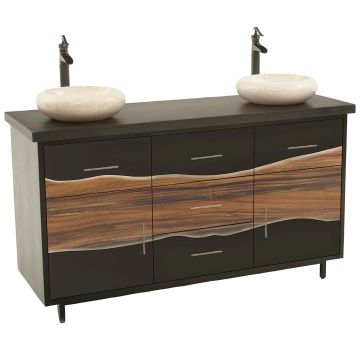 Urban Rustic Inverted Wildwood Vanity shown with Flat Edge Ebony Maple Top