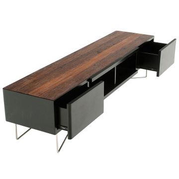 Urban Rustic Metal Wedge TV Stand - Smooth Reclaimed Wood