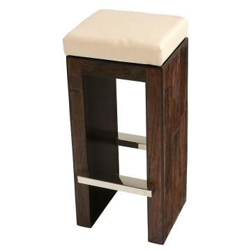 Urban Rustic Modern Bar Stool with Cushioned Seat