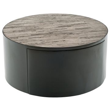 Urban Rustic Reclaimed Wood 1 Drawer Round Coffee Table - Urban Graphite Reclaimed Wood