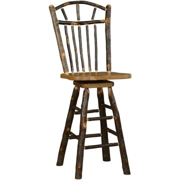 Rustic Hickory Swivel Wagon Wheel Barstool
