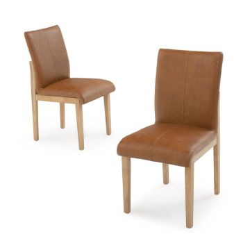 Watson Falls Upholstered Leather Dining Chair - Saddle Brown Leather