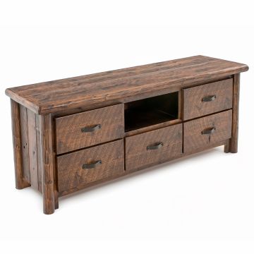 Olde Towne 5 Drawer Entertainment Center in Barnwood Lager Finish