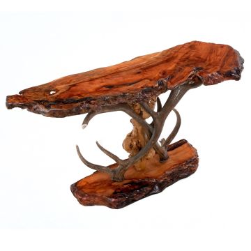 Real Elk Antler Console Table Made with Redwood Slabs
