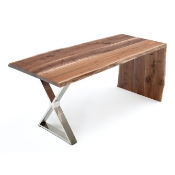 Contemporary Wood Desk - Black Walnut - Waterfall - Natural Clear