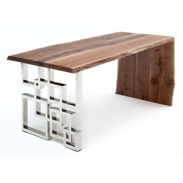 Live Edge Desk - Black Walnut - Waterfall - Natural Clear