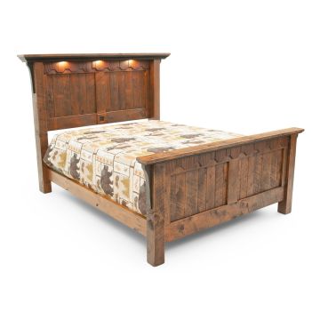 Rustic Barnwood Panel Bed, Shown with Downlight Option