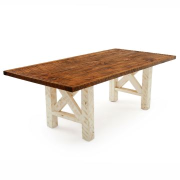 Western Winds Rustic Farmhouse Dining Table - Driftwood White Finish (Base) & Antique Barnwood Finish (Top)