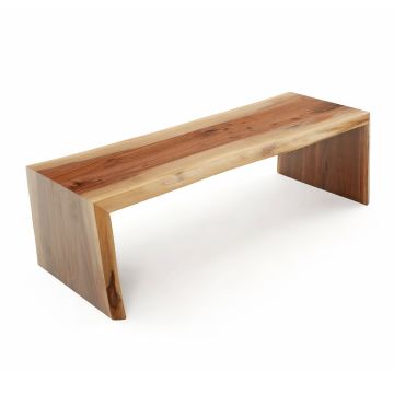 Rustic Hardwood Waterfall Bench - Black Walnut