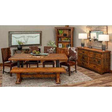 Contempo Classic Cowhide Upholstered Dining Chair - Burnt Umber Cypress Leather & Brown Frame w/ Cowhide Backrest