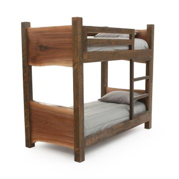 Live Edge Walnut Panel Barnwood Bunk Bed