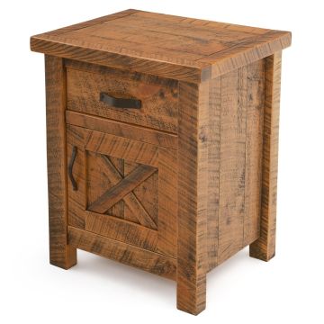 Western Winds Rustic End Table with 1 Door and 1 Drawer - Antique Barnwood Finish