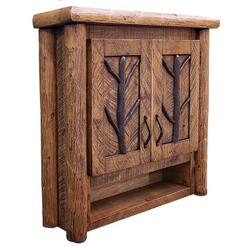 Woodland Forest Log Over Toilet Cabinet in Barnwood Lager Finish