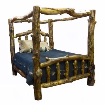 Yellowstone Aspen Log Canopy Bed
