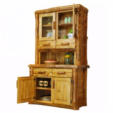 Yellowstone Rustic Aspen Log Buffet & Hutch