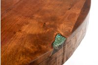 Rustic Round Santa Fe Turquoise Inlay Mesquite Coffee Table