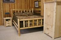 Northern White Cedar Log Bed--Queen, Clear finish