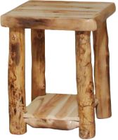 Beartooth Aspen Log Night Table - Wild Panel & Natural Log