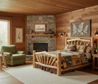 Natural Wood Bed: Some lifestyle images are created with AI for visualization purposes. Crafted from natural solid wood, each piece is unique and will vary.