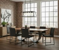 Contemporary Dining Table: Some lifestyle images are created with AI for visualization purposes. Crafted from natural solid wood, each piece is unique and will vary.