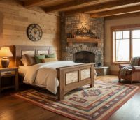 Rustic Barnwood Bed: Some lifestyle images are created with AI for visualization purposes. Crafted from natural solid wood, each piece is unique and will vary.